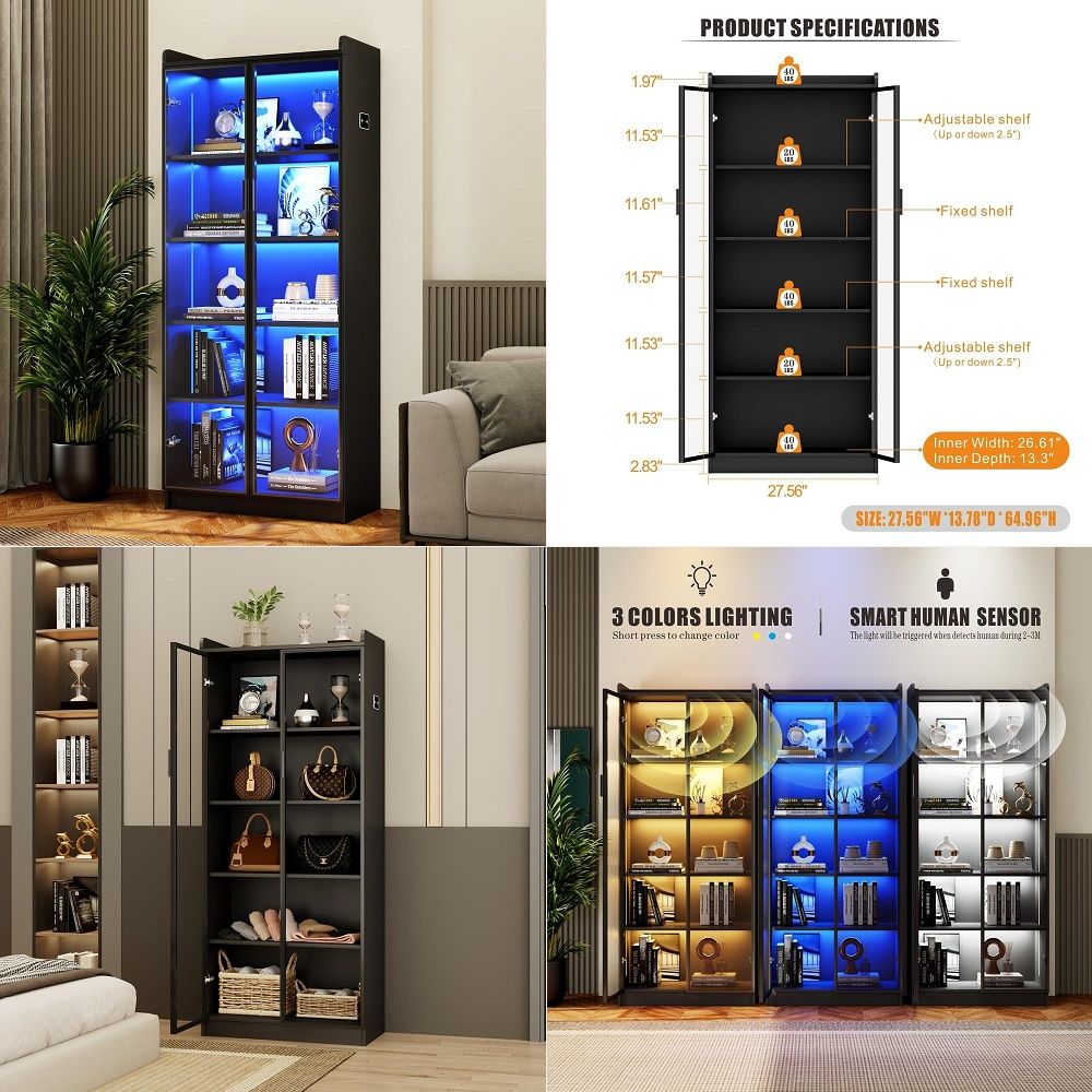 Lighting & Home Decor Studio Photos - Display Cabinet with Adjustable Shelves, 65