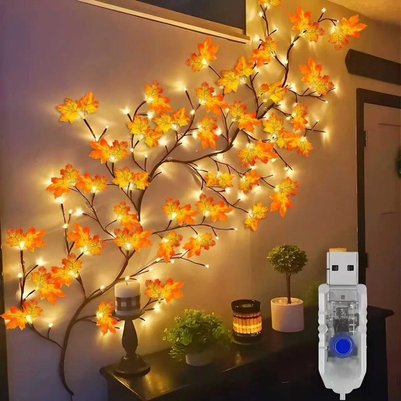 Lighting Decor For Home - DIY Maple Leaf Rose Pendant USB