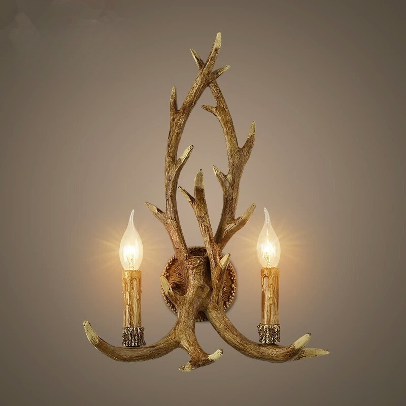 Wall Decor Lighting Tree - Wooden Feeling Resin Decorative LED Wall