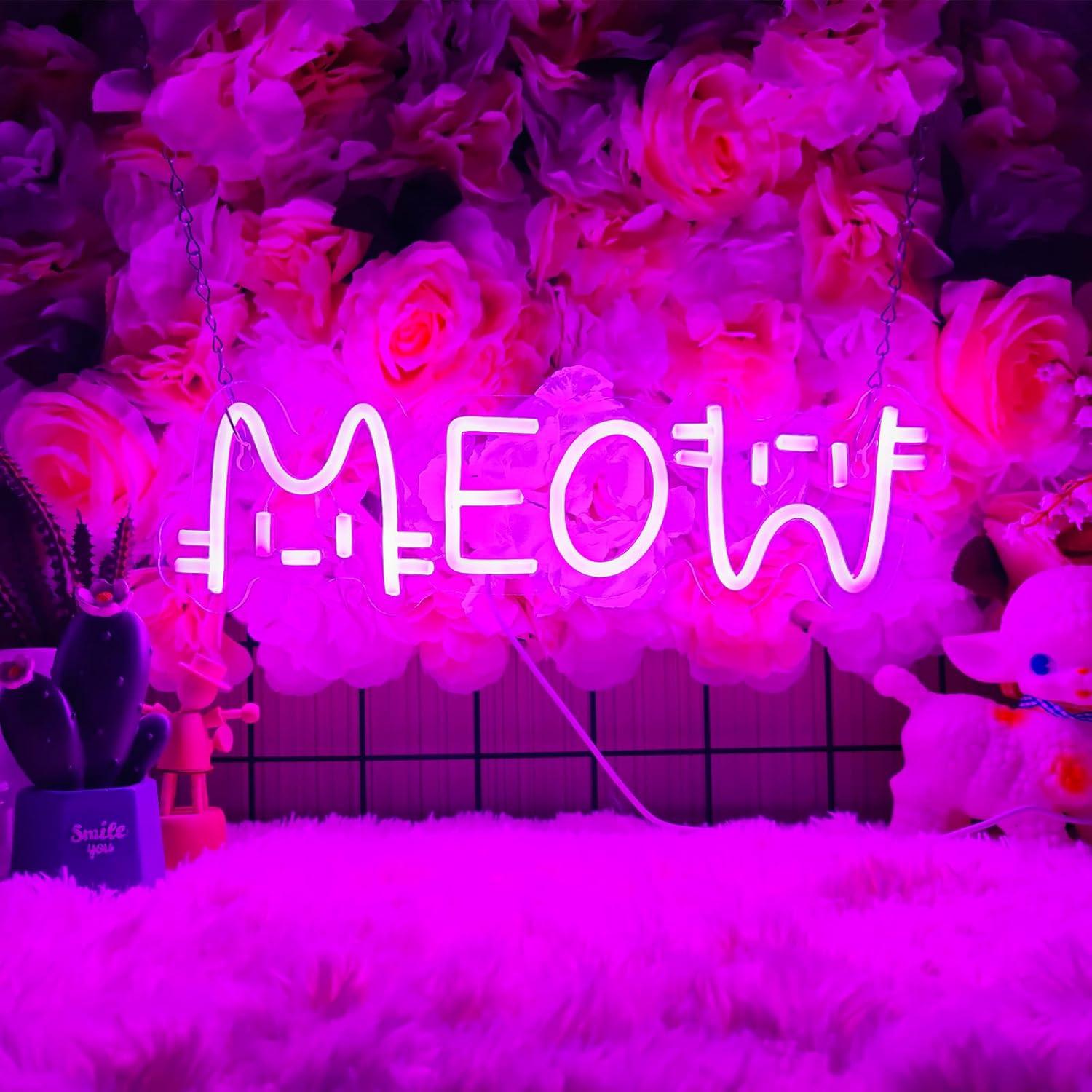 Lighting Decor House - Meow Neon Sign Cat USB Powered