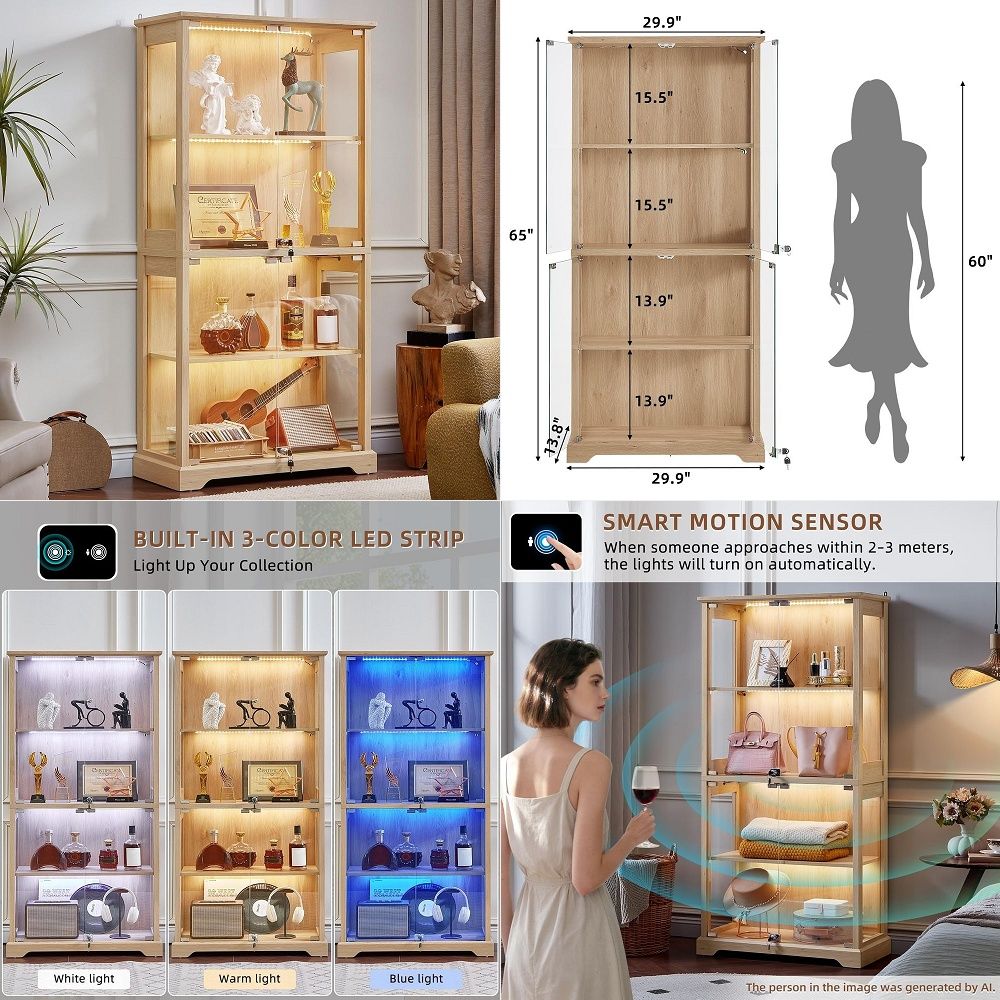 Lighting & Home Decor Studio Photos - Farmhouse Glass Display Cabinet with Doors,