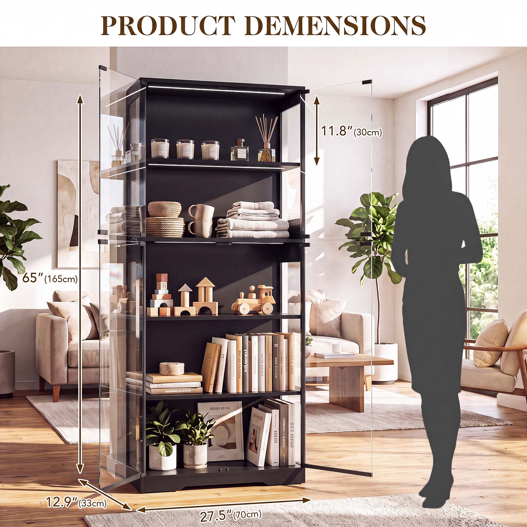 TCGBKAF 5‑Tier Display Cabinet - Lighting & Home Decor Studio Photos recension och pris