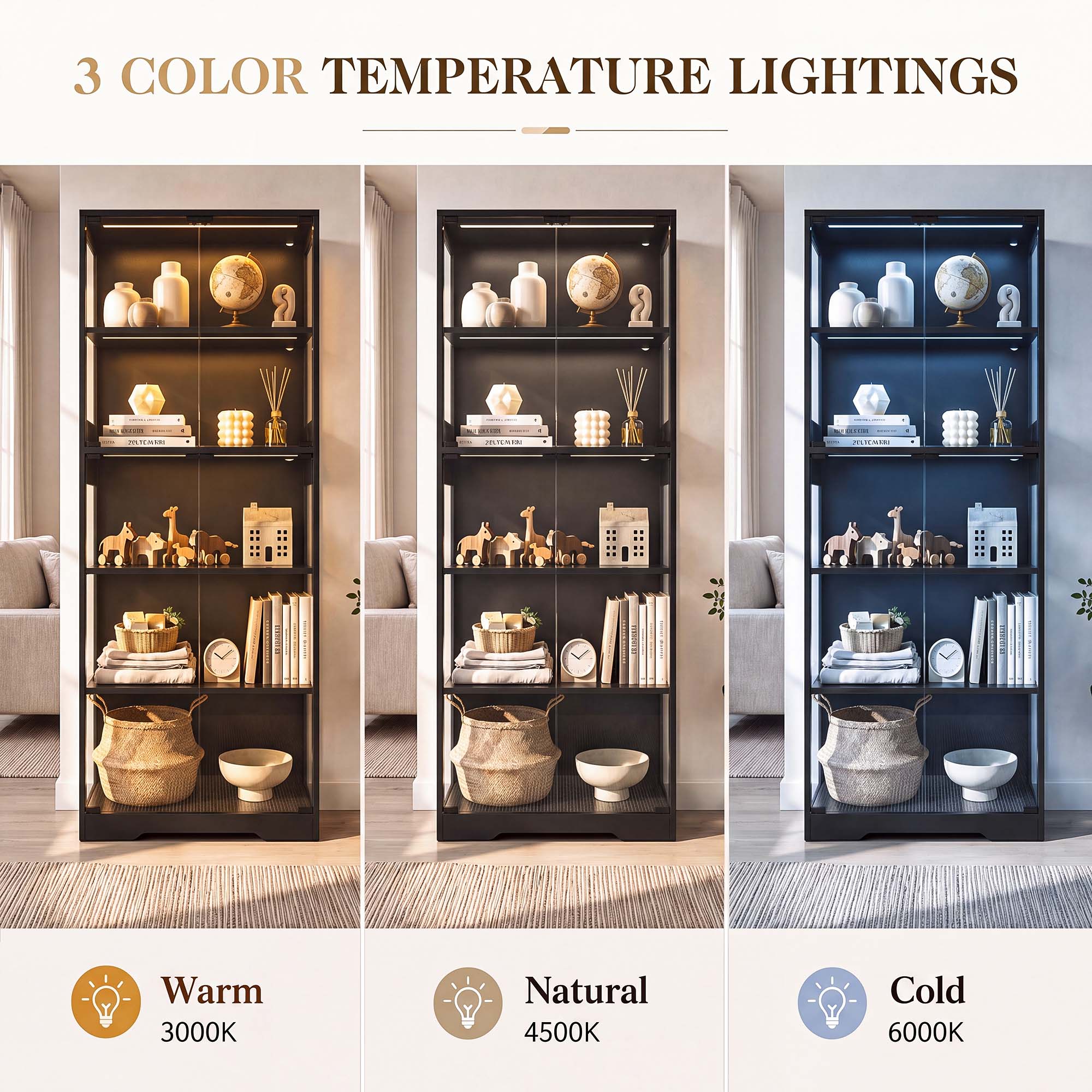 TCGBKAF 5‑Tier Display Cabinet - Lighting & Home Decor Studio Photos recension och pris