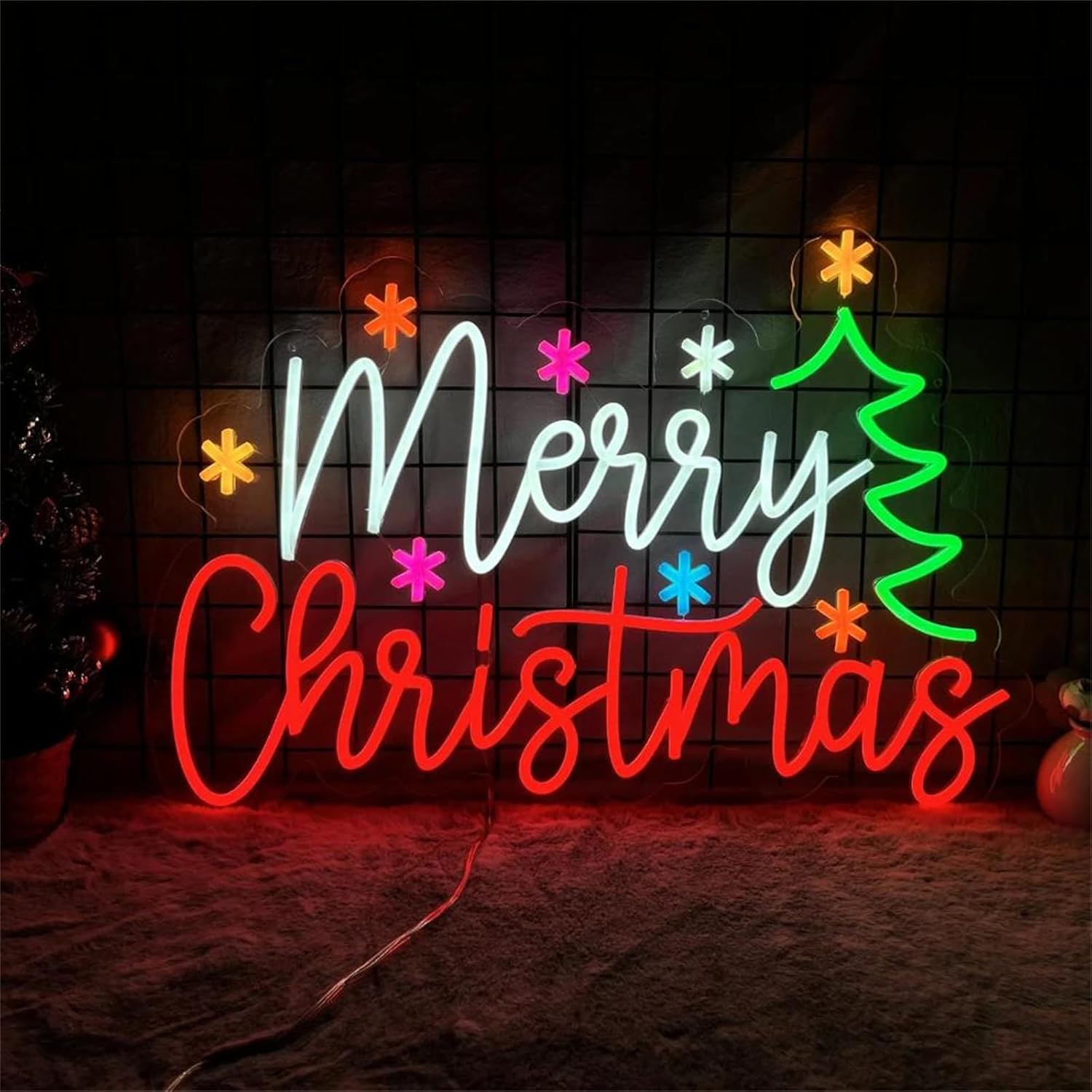Merry Christmas Neon Sign with - Wall Decor Lighting Tree recension och pris