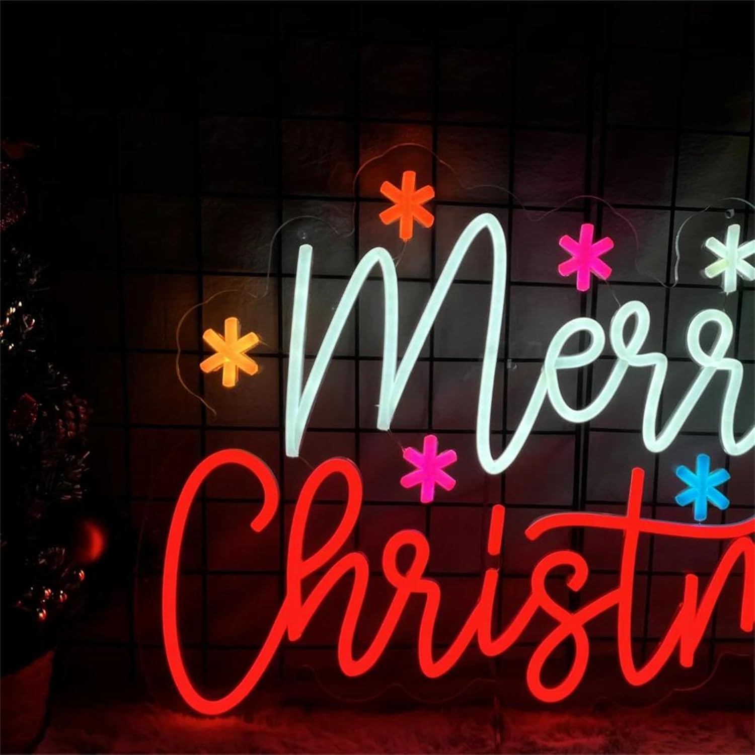 Merry Christmas Neon Sign with - Wall Decor Lighting Tree recension och pris