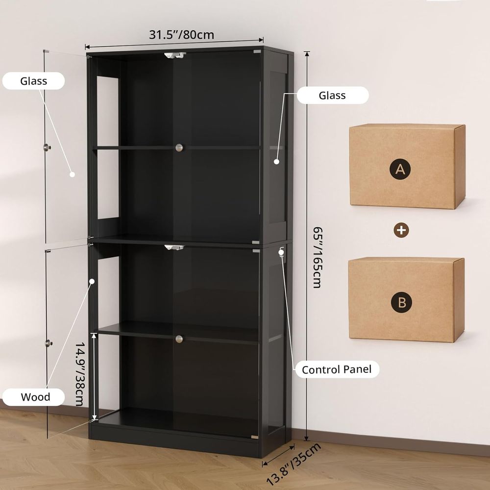 65 Glass Door Display Cabinet, - Lighting & Home Decor Studio Photos recension och pris