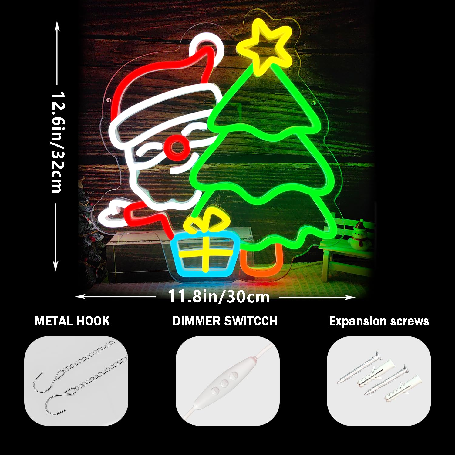 Santa Neon Sign for Wall Decor - Wall Decor Lighting Tree recension och pris