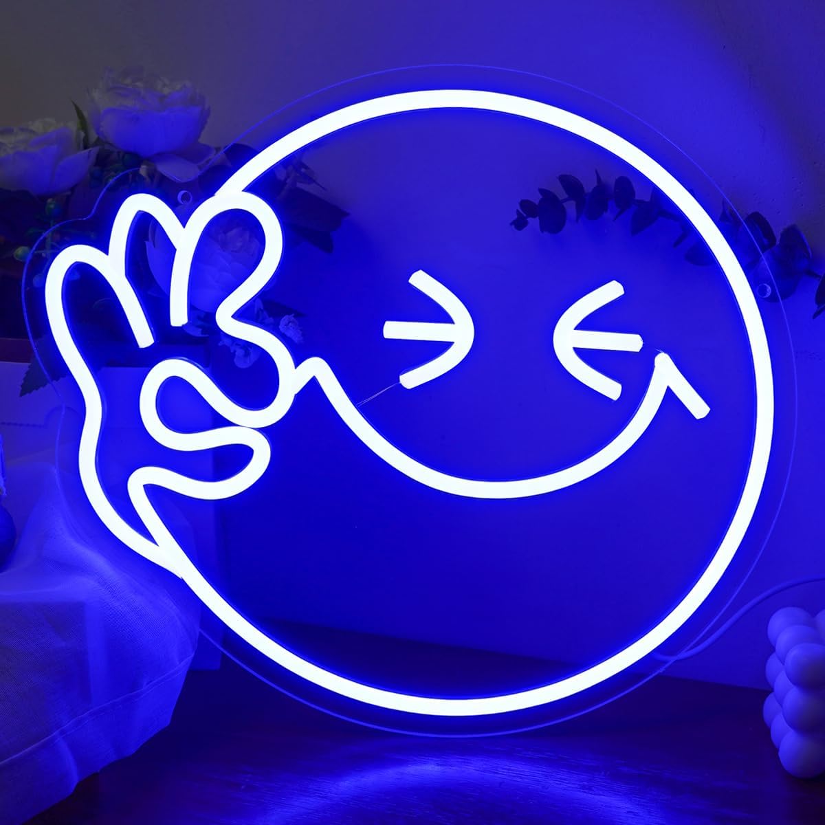 Emoji Smile OK  Neon Sign USB  - Ok Lighting Decor recension och pris