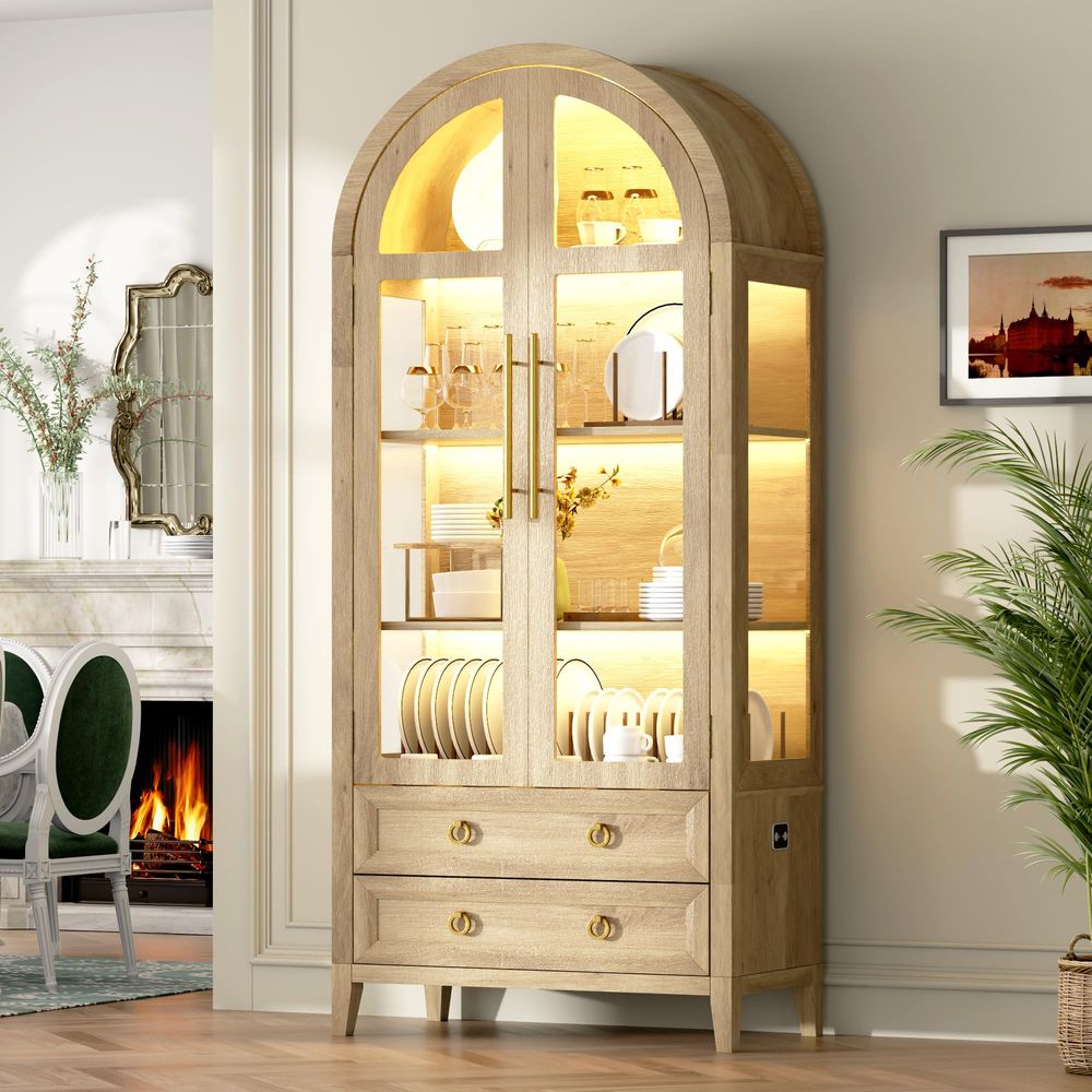 71 Arched Curio Cabinet with G - Lighting & Home Decor Studio Photos recension och pris
