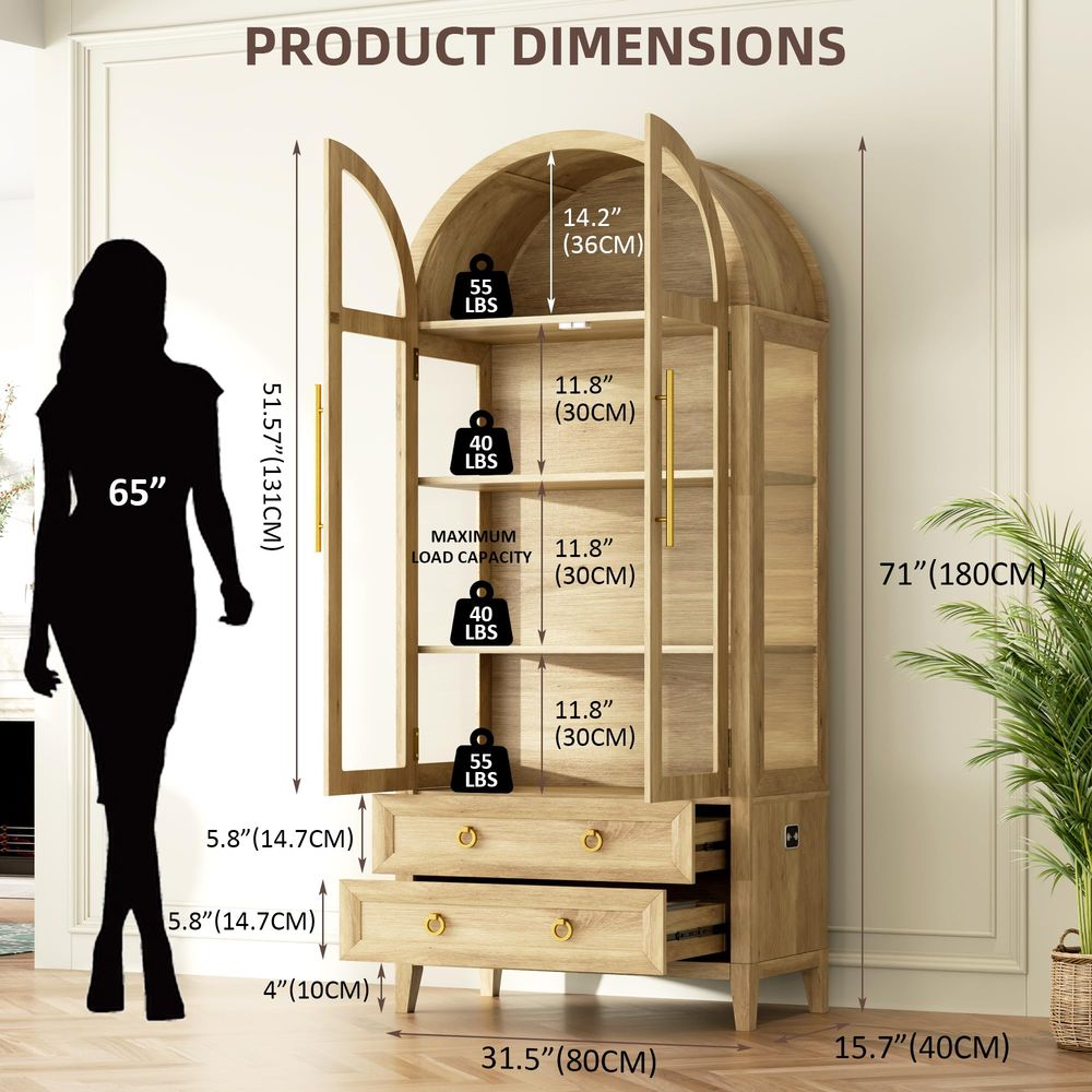71 Arched Curio Cabinet with G - Lighting & Home Decor Studio Photos recension och pris
