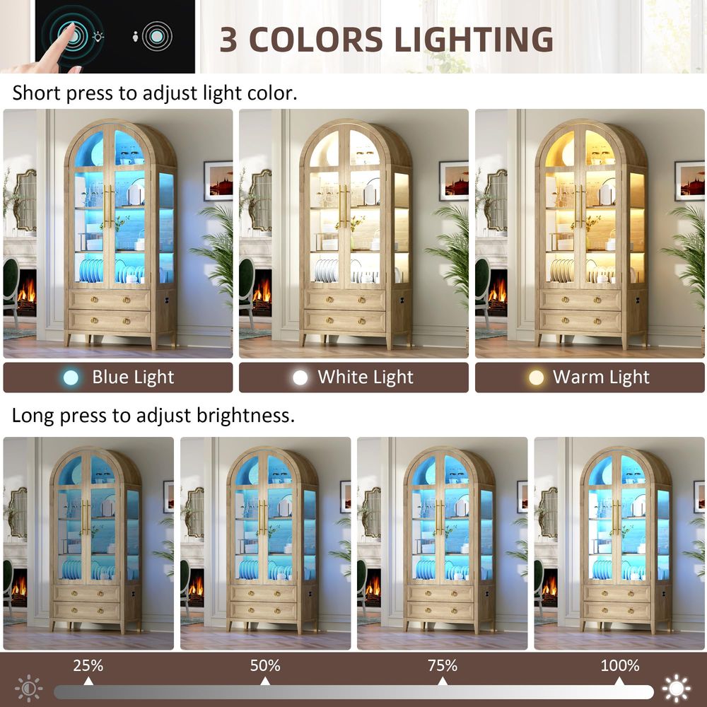 71 Arched Curio Cabinet with G - Lighting & Home Decor Studio Photos recension och pris
