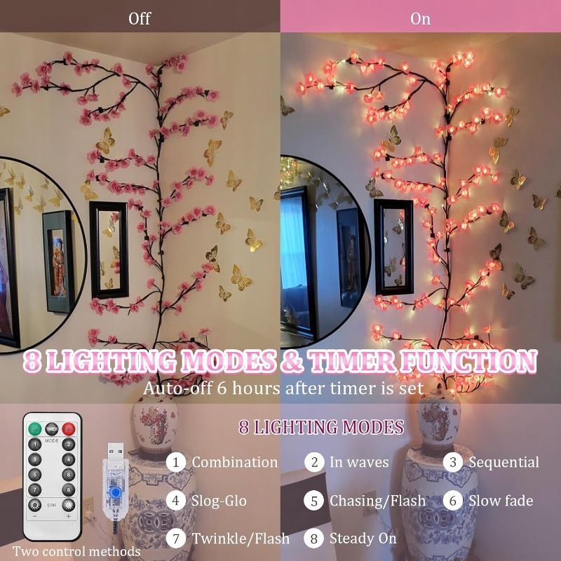 LED Cherry Blossom Tree Branch - Wall Decor Lighting Tree recension och pris