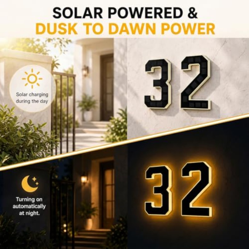 Solar Powered LED House Number - Decor Lighting Address recension och pris