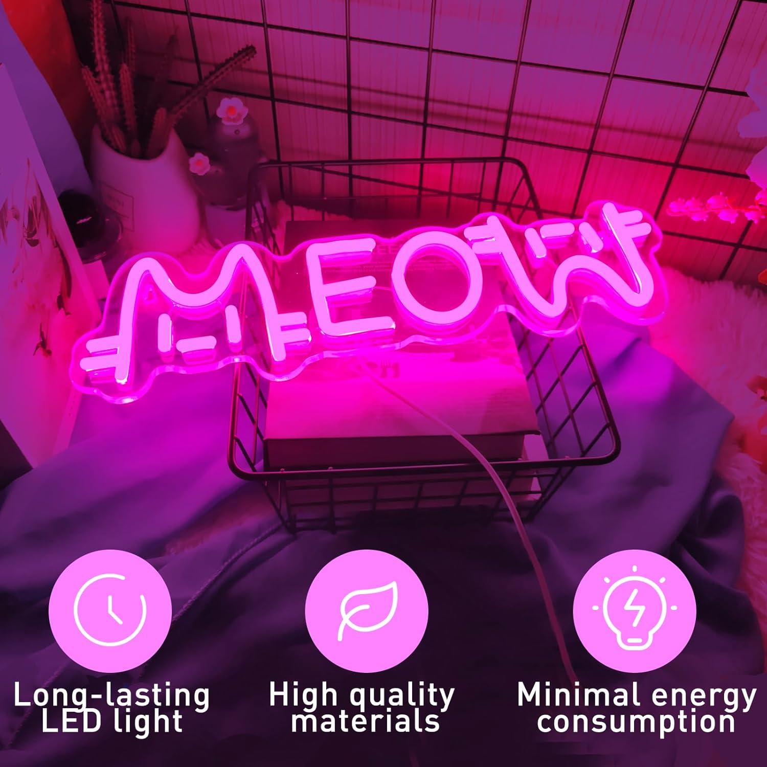 Meow Neon Sign Cat USB Powered - Lighting Decor House recension och pris