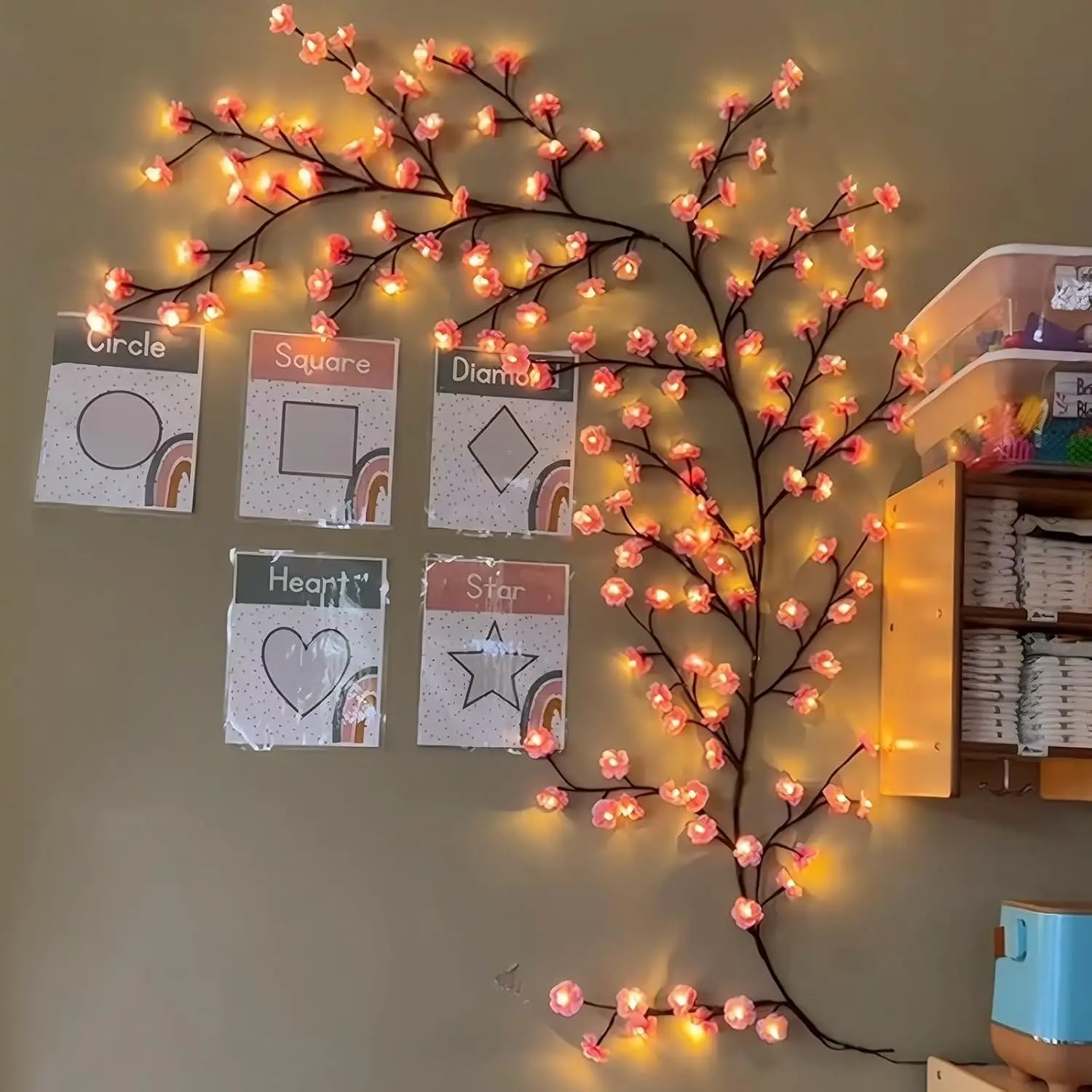 Cherry Blossom Willow Vine Twi - Wall Decor Lighting Tree recension och pris