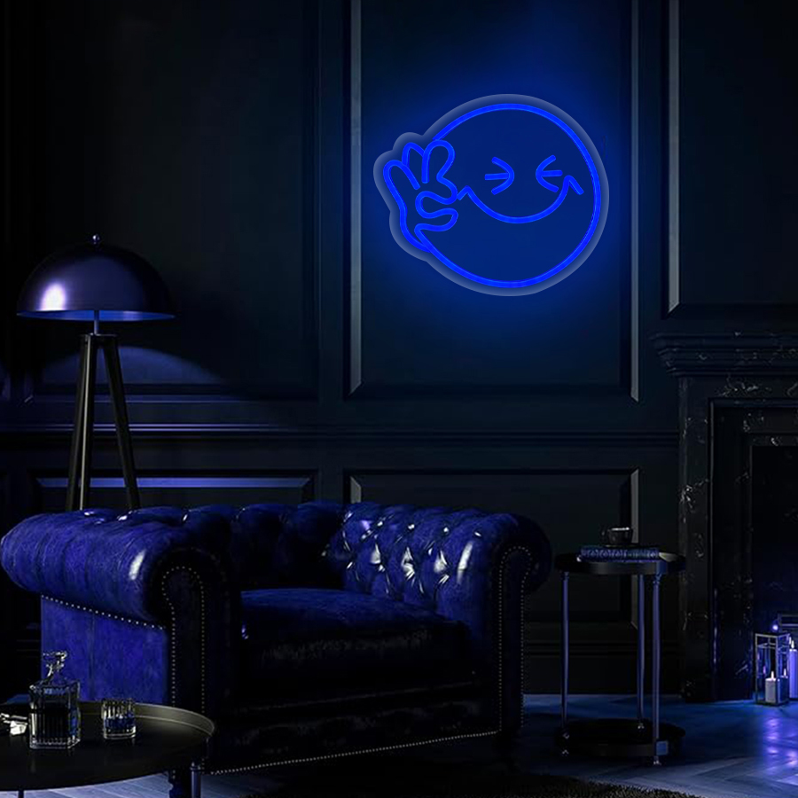 Smile OK Hand Neon Sign Blue U - Ok Lighting Decor recension och pris